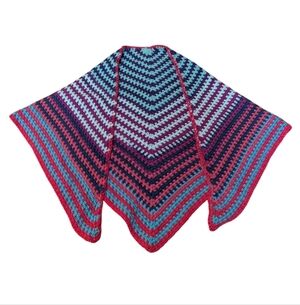 Handmade Wrap Crocheted Colorful Triangle Shawl 28x60